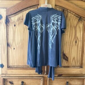 Heart 2 Heart Maternity gray silver wings sleeveless sweater shirt size S